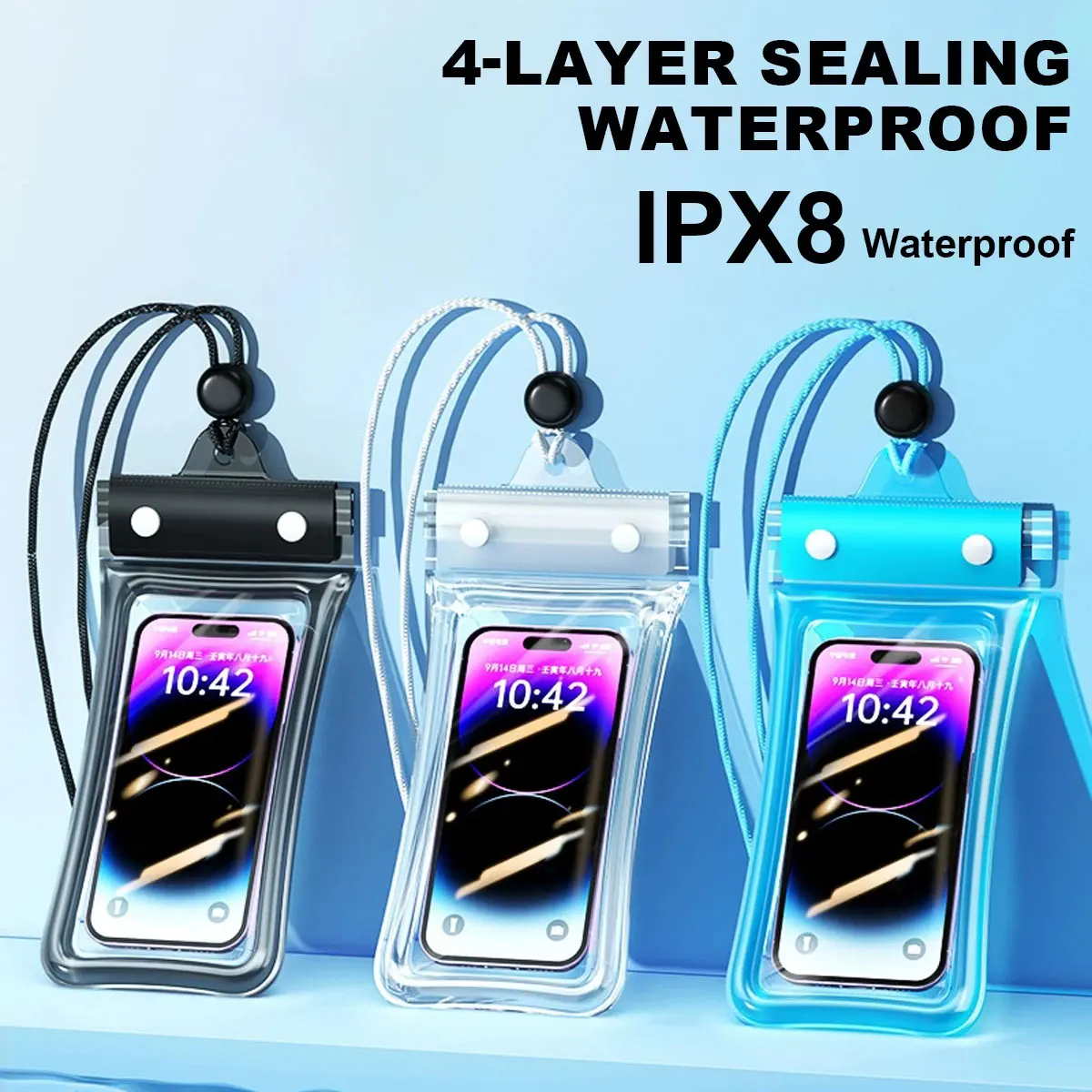Dry Bag Waterproof - 浮遊式防水スマホケース、水中で使用可能なスイミングバッグ、透明ドライバッグ、防水シールカバー、防水ポーチ。