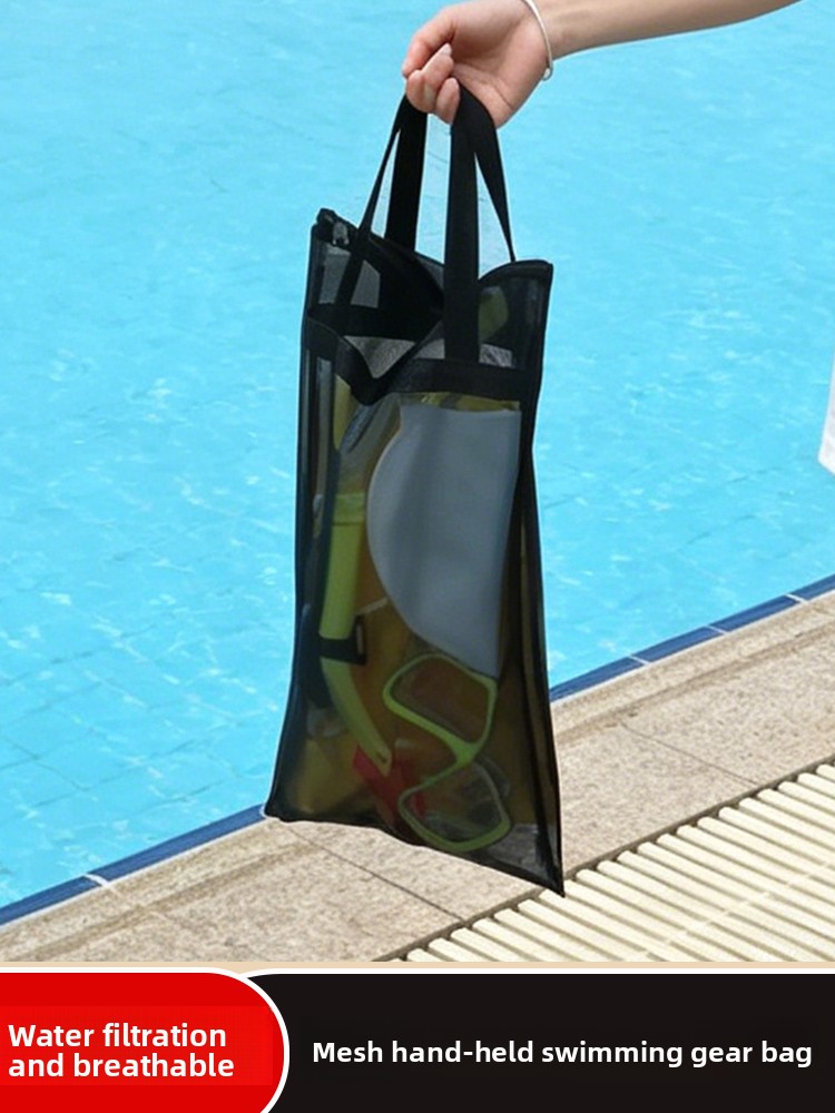 Flippers Swimming - ポータブルハンドヘルドビーチアウトドアダイビング用品収納バッグメッシュバッグジッパー水泳ゴーグルフィン通気性バッグ水遊び用