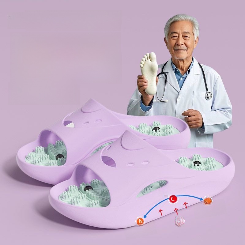 Flippers Swimming - ECAC磁気ソールマッサージスリッパ 2026年新型 家庭用バス滑り止め防臭プレッシャーボードサンダル 男女兼用