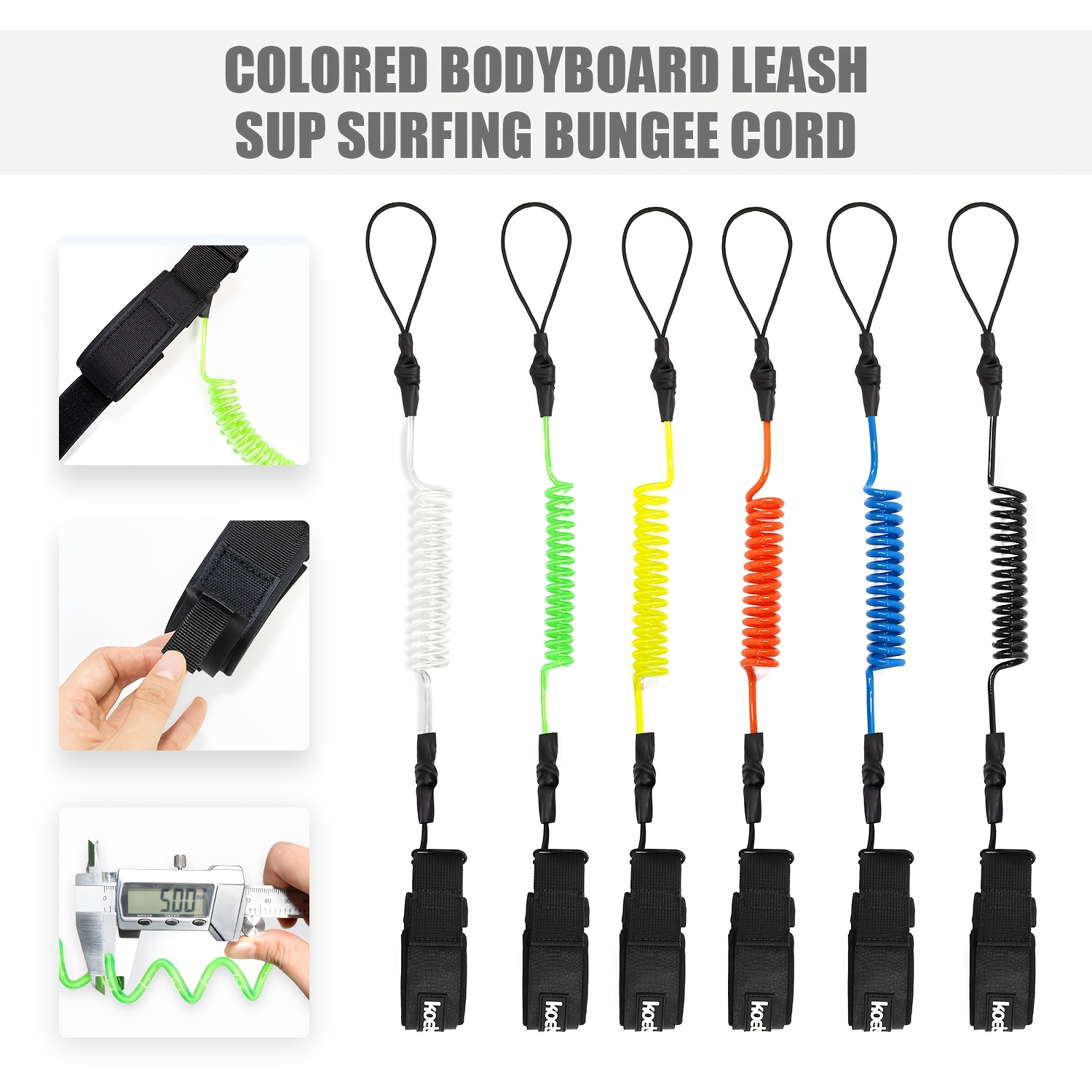 KOETSU ボディボードリーシュ、5mm TPU コイル状 - Surfboard Leash のレビューと価格