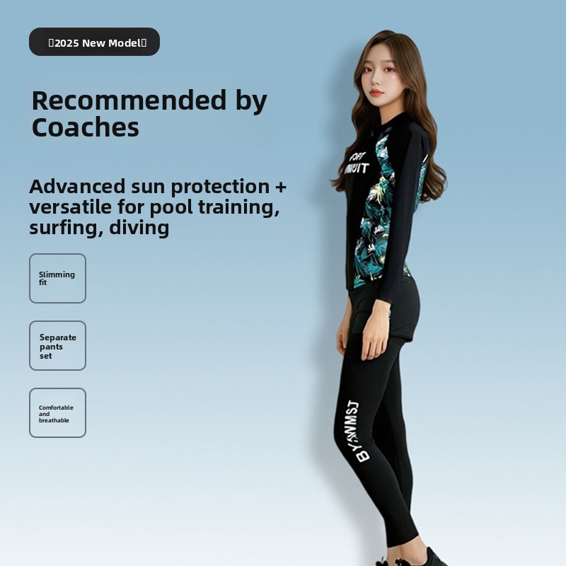 女性用ツーピース水着長袖ウェットスーツサーフィンスーツ速乾性 - Snorkel Set のレビューと価格